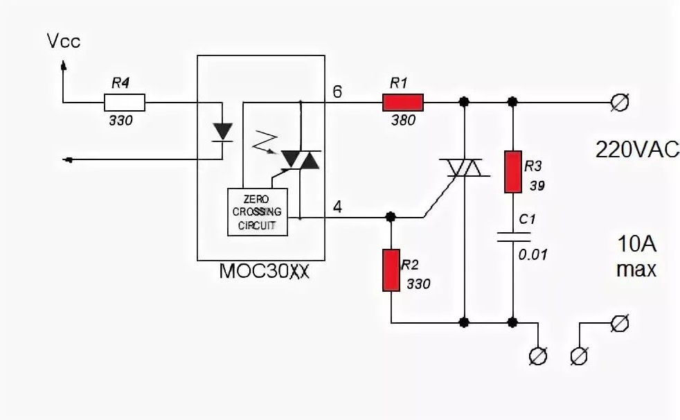 Moc3063 схема подключения